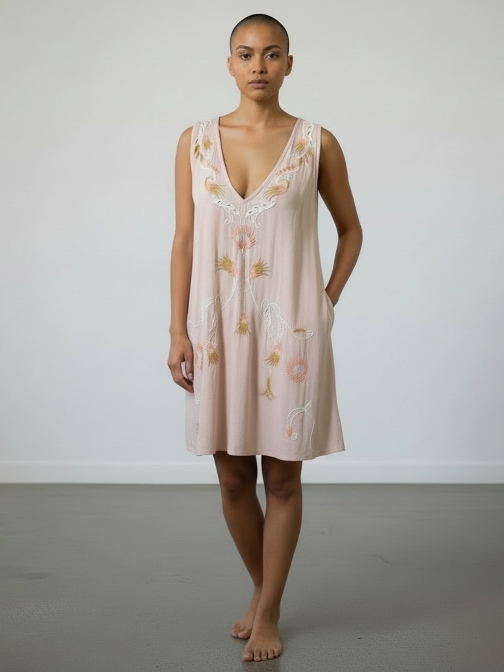 Free people Adelaide Festival Slip Dress Blush Pink Boho Size S